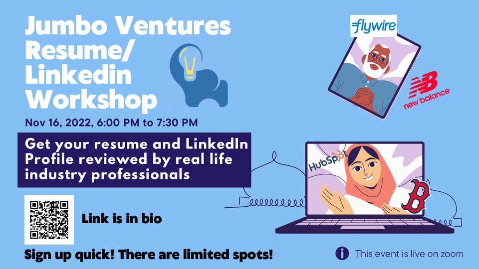 Student Club Event: Jumbo Ventures Resume & LinkedIn Workshop (Open to all @Tufts)